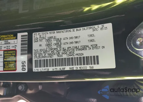 2025 Toyota Tacoma Sr5 from USA, damaged, VIN 3TMLB5JN9SM147027